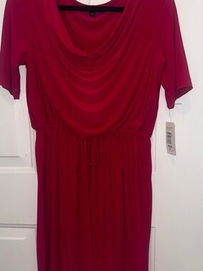 NWT Tiana B. Magenta Cowl Neck Dress with Elasticized Waist and Accent Tie